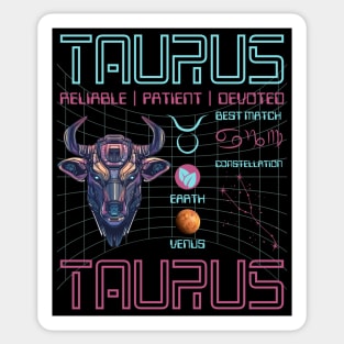 Taurus Futuristic Zodiac Astrology Art Sticker